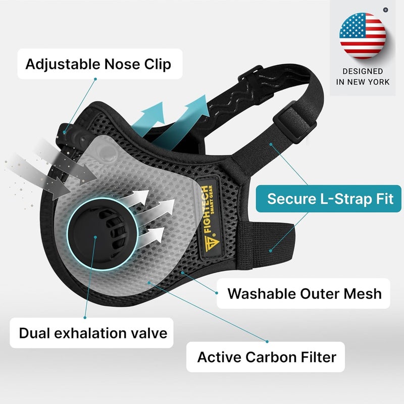 FIGHTECH Dust Mask – 3 SIZES - Reusable Face Mask with Carbon Filters and Air Valves for Woodworking, Construction, Moving - Image 3